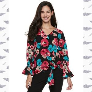 Juicy Couture Tie Front Top in Romantic Poppies